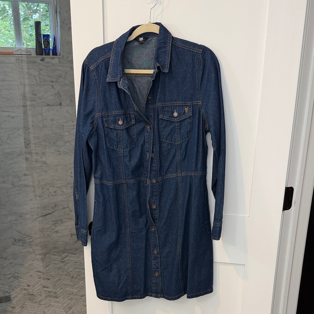 Frye Indigo Denim Shirt Dress - Picture 1 of 3